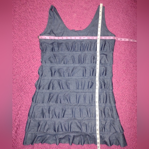 Bundle-Acid wash crop top with denim look dress. Size Large - Picture 7 of 8